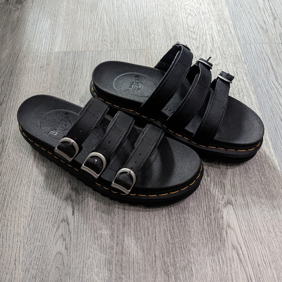 Dr. Martens Shoes - Dr. Martens Blaire Slides Ladies Size 9 Hydro Leather Sandals Black